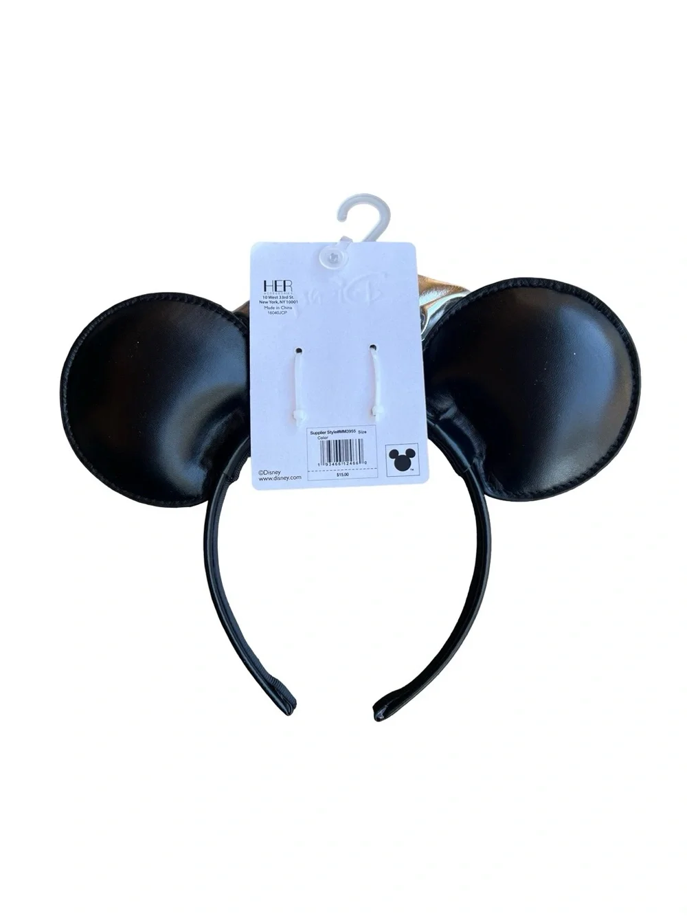 DISNEY Studded Faux-Leather Mickey Minnie Mouse Ears Headband Punk Rock Edgy Bow